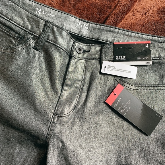 Skinny Mid-rise Silver Metallic Jeans - Picture 1 of 3